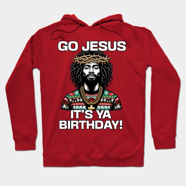 Go Jesus It's Your Birthday Black Jesus Ugly Christmas Sweater Hoodie by blackartmattersshop